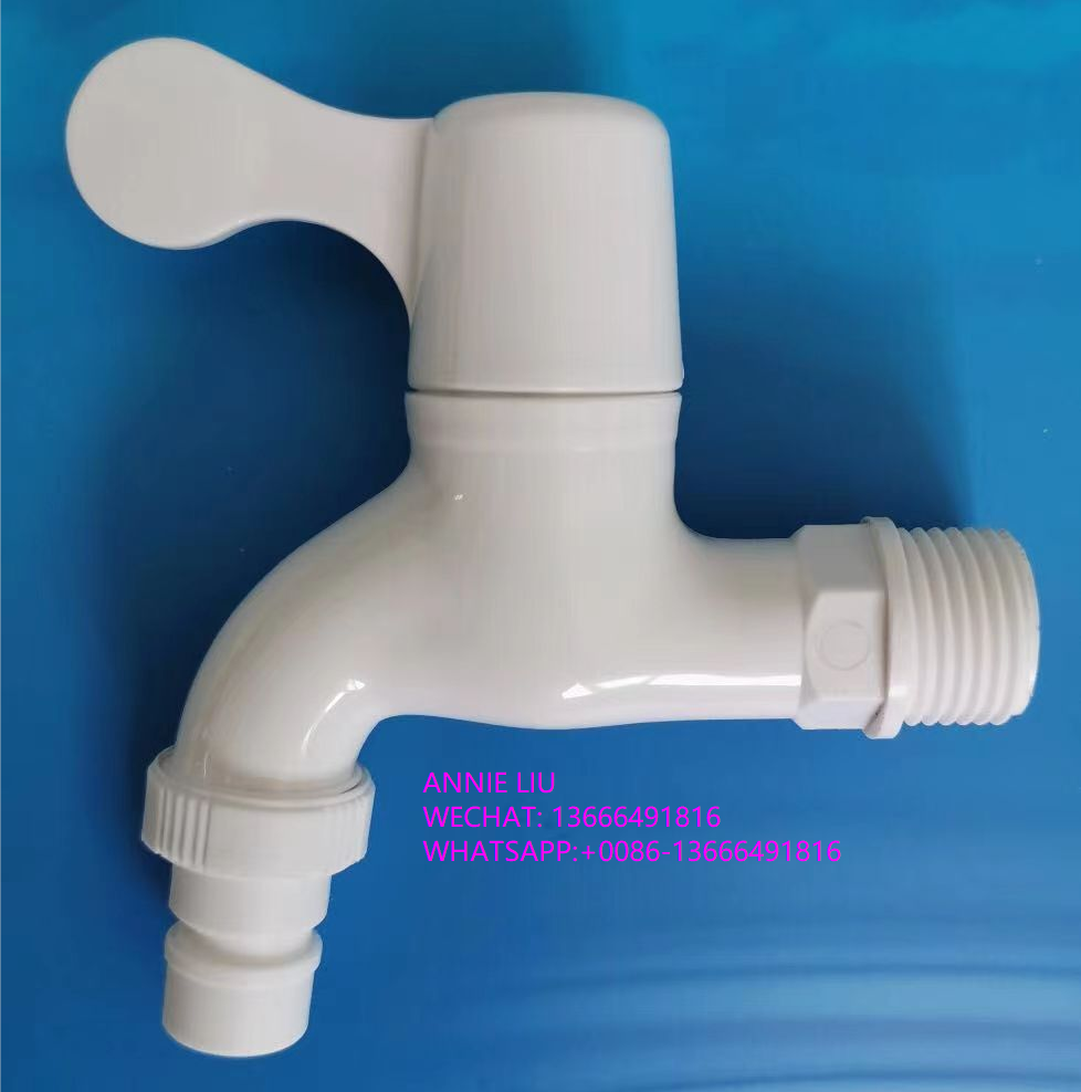White Plastic Garden Tap PVC Faucet Water Taps With Nozzle
