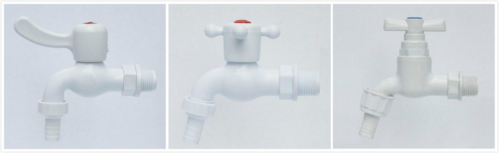 Single plastic wall-mounted water tap