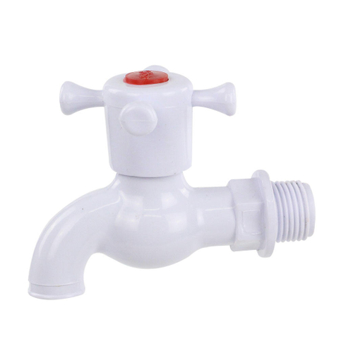 JS Plastic Bathroom Tap Bibcock With White Color
